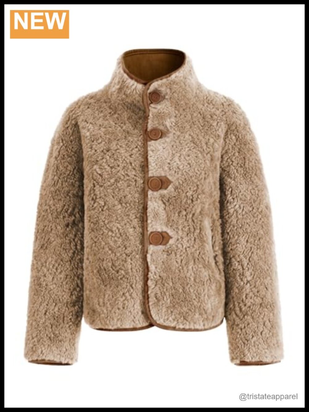 Reversible Faux Suede & Wool Winter Jacket, Casual Stand Collar, Button